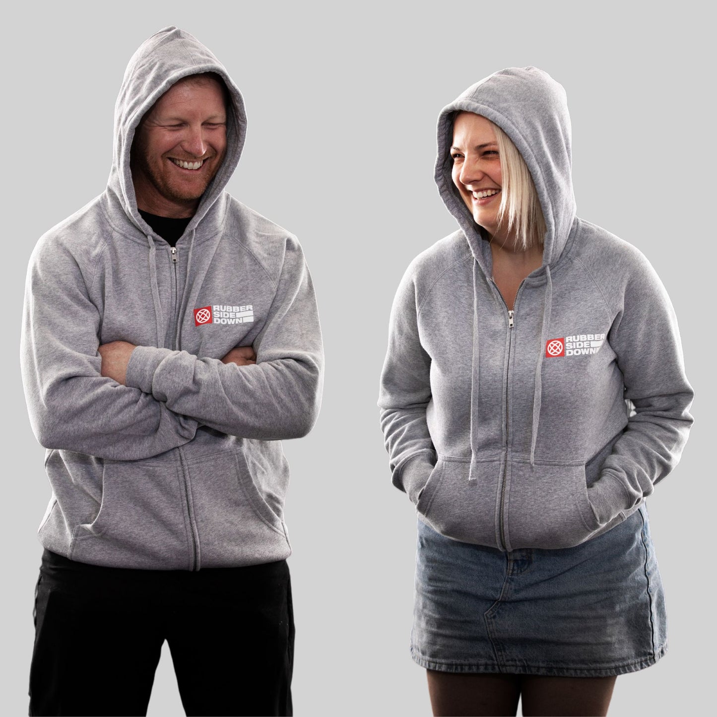 Unisex Grey Zip MTB Hoodie